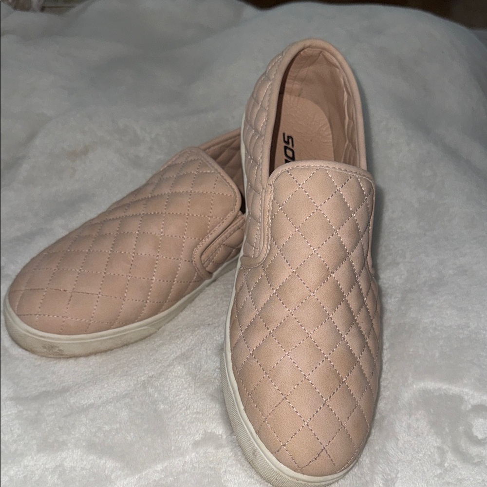 Soda Quilted Slip-On Sneakers in Blush